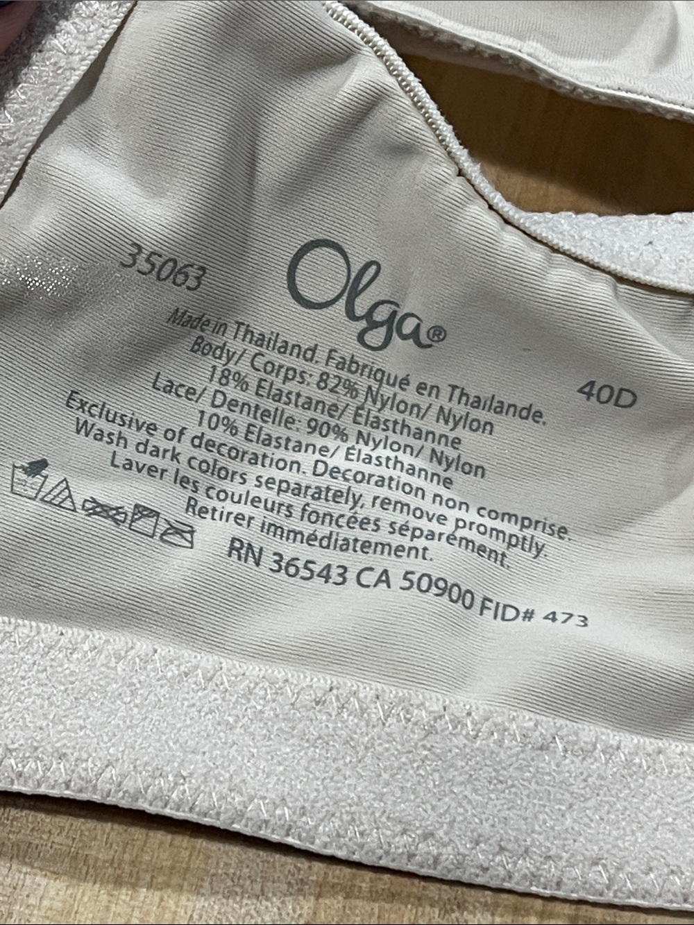 Olga Lace-Trim Full Coverage Bra in Light Taupe - Picture 8 of 8